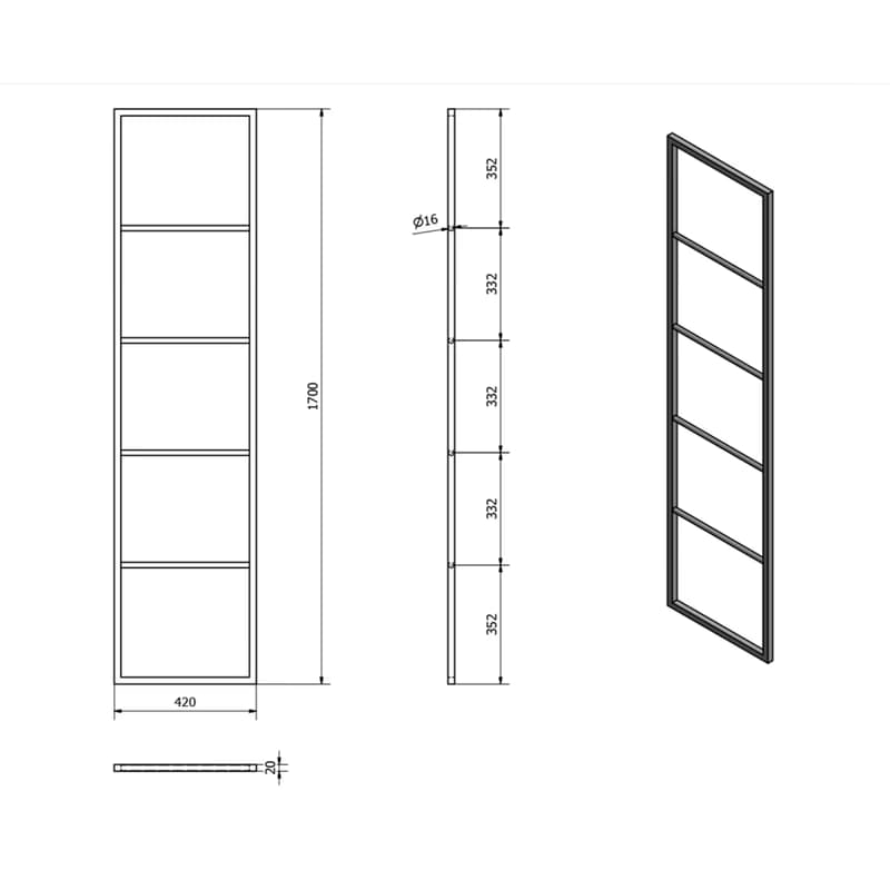 SAPHO - SKA stojaci sušiak uterákov 420x1700x20, biela mat SKA561 4
