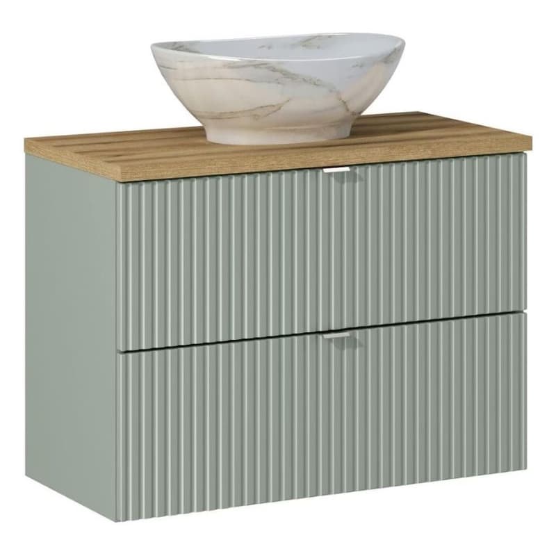 ArtCom Kúpeľňová skrinka s umývadlom a doskou LINE Reed Green DU80/2 | 80 cm 1