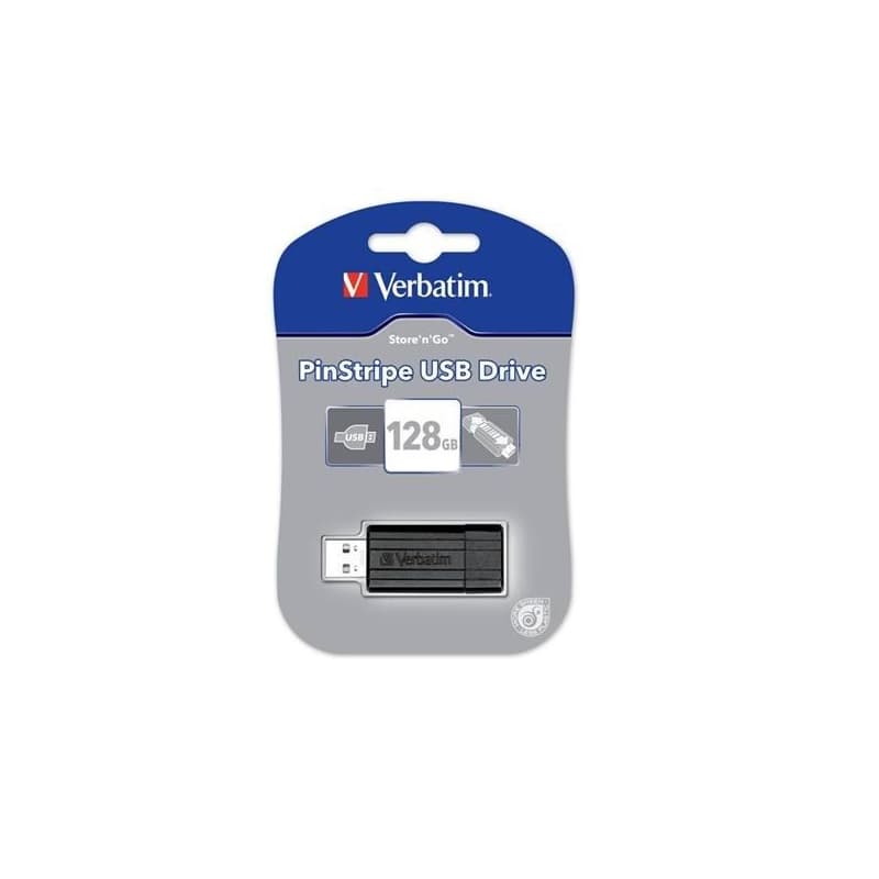 VERBATIM USB Flash Disk Store 'n' Go PinStripe 128GB - Black 1
