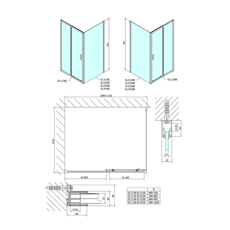 POLYSAN - EASY obdĺžniková sprchová zástena 1100x700 L/P varianta, sklo Brick EL1138EL3138 2