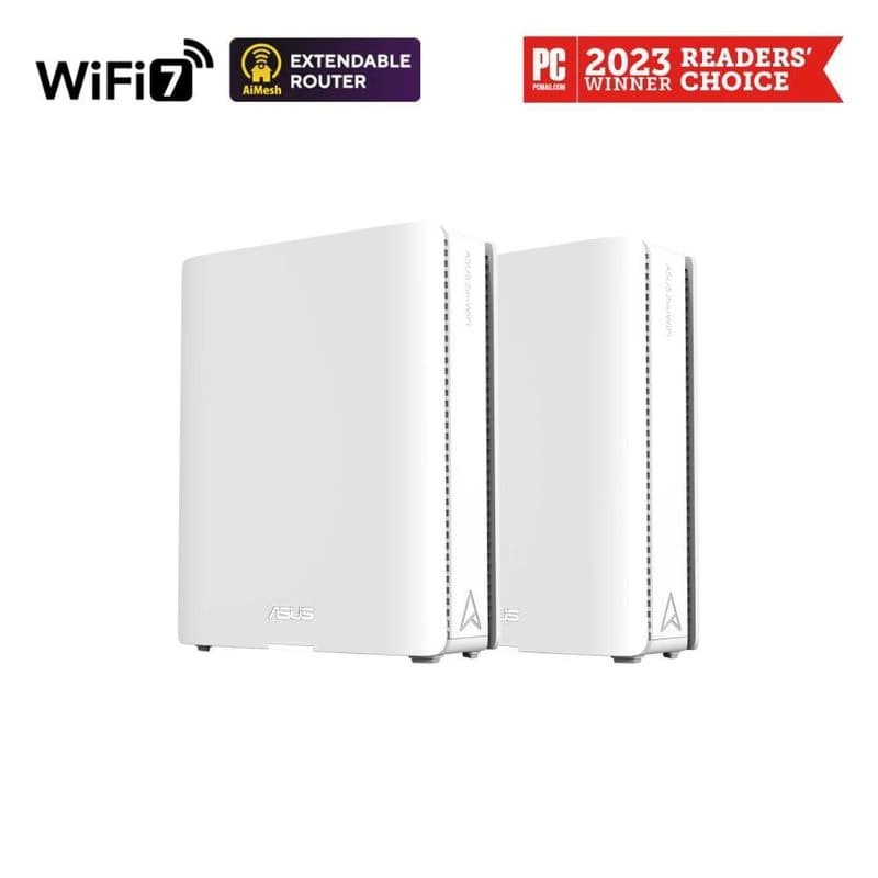 ASUS ZenWifi BQ16 2-pack, WiFi7 Extendable Router, AiMesh, 2x WAN/LAN, 3x LAN, 1x USB 3.0 1
