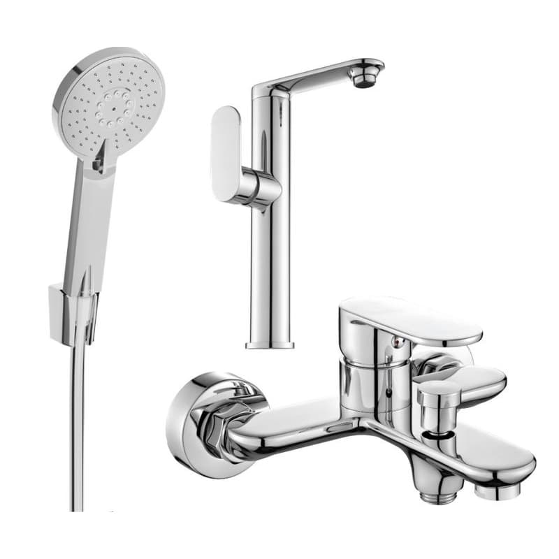 MEXEN/S - Milo R40 SET umývadlová batéria + vaňová s príslušenstvom, chróm 713153R40-00