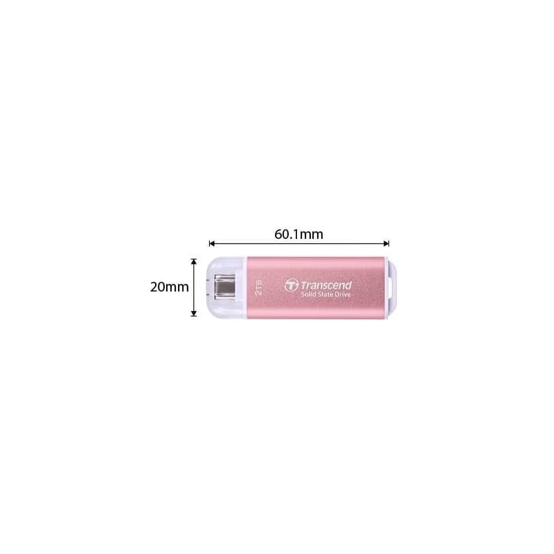 Transcend ESD300P 2TB, External SSD, USB 10Gbps, Type C, 1050MB/R, 950MB/W, ružový 2