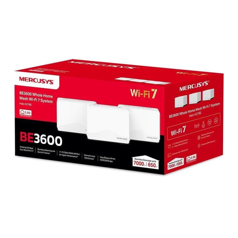 MERCUSYS Halo H27BE(3-pack) WiFi7 Mesh (BE3600, 2, 4GHz/5GHz, 1x2, 5GbELAN/WAN, 2xGbELAN/WAN) 5