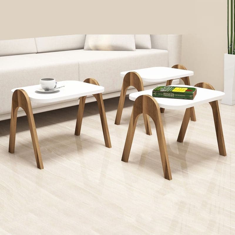 Sada odkladacích stolíkov (3 kusy) Paris - Walnut, White 1