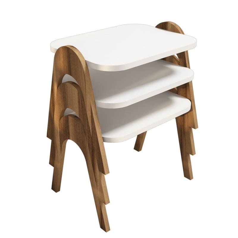 Sada odkladacích stolíkov (3 kusy) Paris - Walnut, White 2