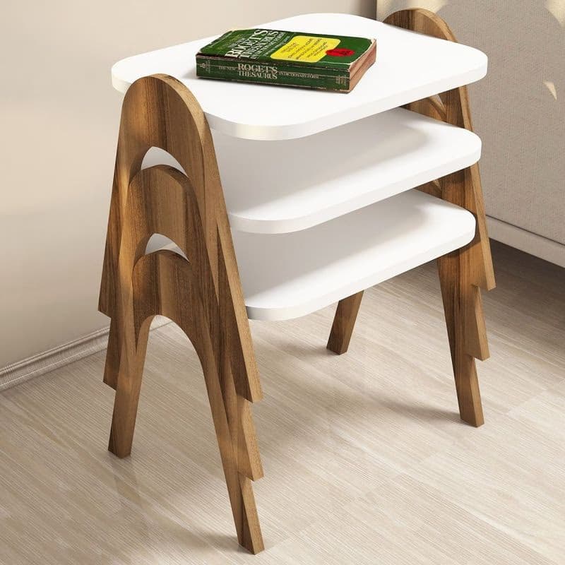 Sada odkladacích stolíkov (3 kusy) Paris - Walnut, White 4