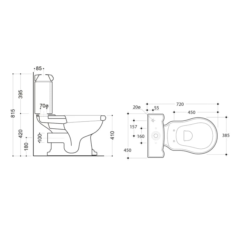 KERASAN - RETRO WC kombi misa 38,5x72cm, zadný odpad, biela 101301 5