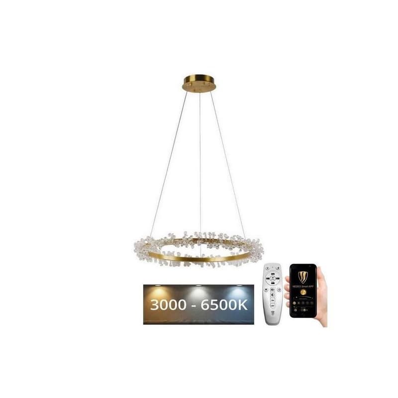 LED Stmievateľný luster na lanku LED/40W/230V 3000-6500K zlatá + diaľkové ovládanie J6330/C 1