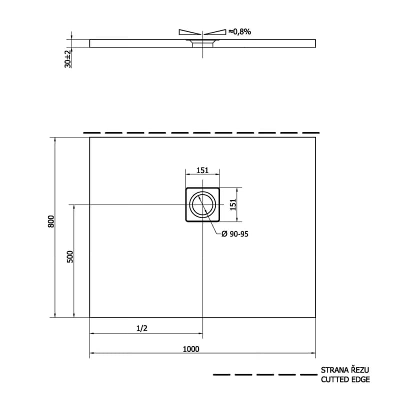 POLYSAN - FLEXIA sprchová vanička z liateho mramoru s možnosťou úpravy rozmeru 100x80cm 72926 2