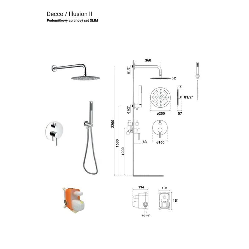 BESCO BESCO - Podomietkový sprchový set SLIM Decca / ILLUSION II - Farebnica - Chróm BABPDIIICH 3