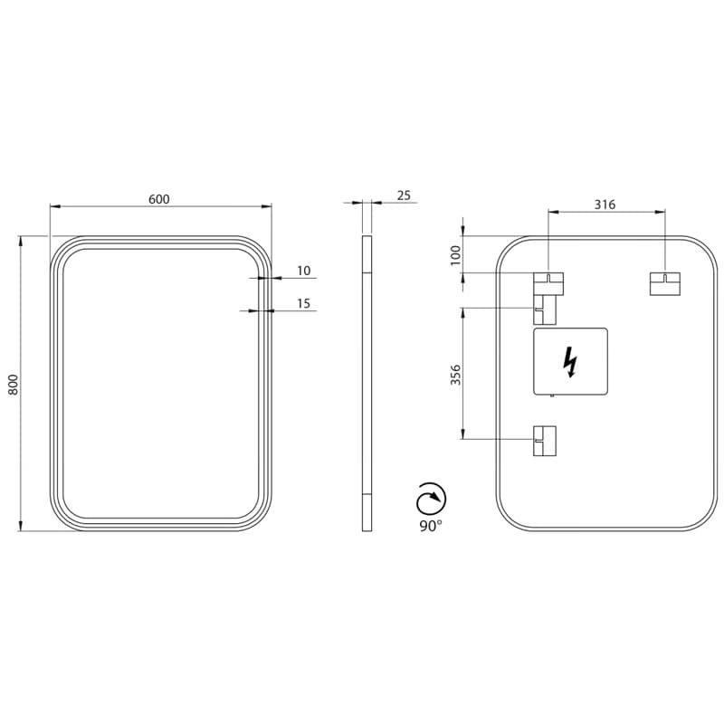 SAPHO - CETIS zrkadlo s LED osvetlením 60x80cm, čierna mat CT080 2