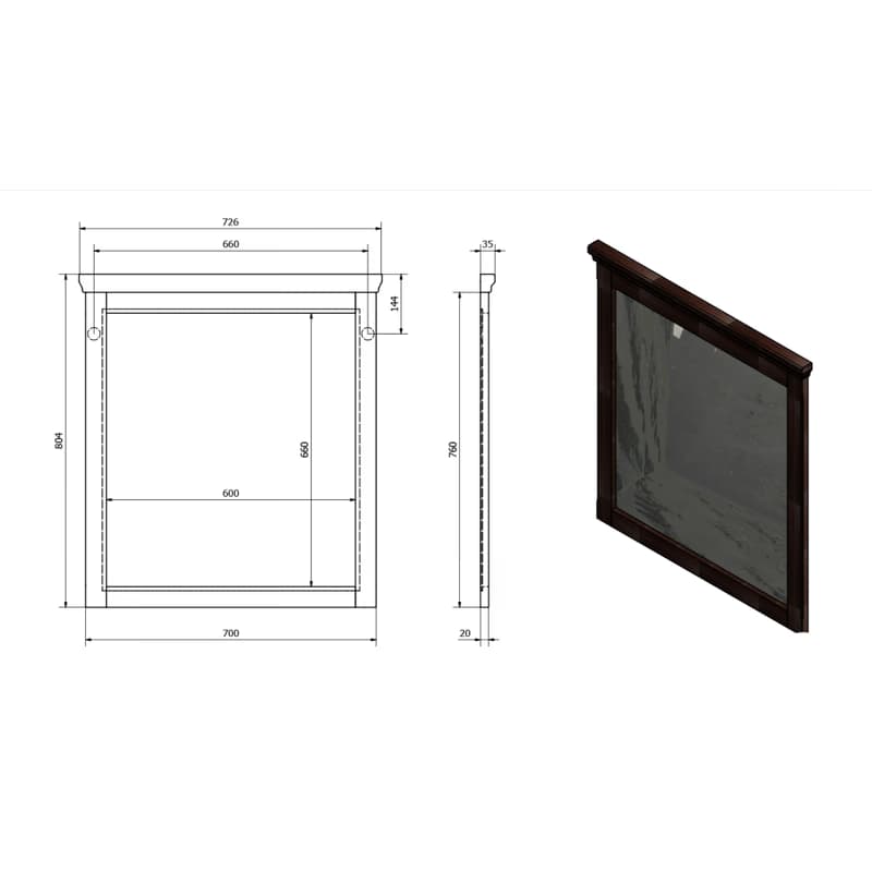 SAPHO - CROSS zrkadlo v drevenom ráme 70x80cm, buk CR312 2