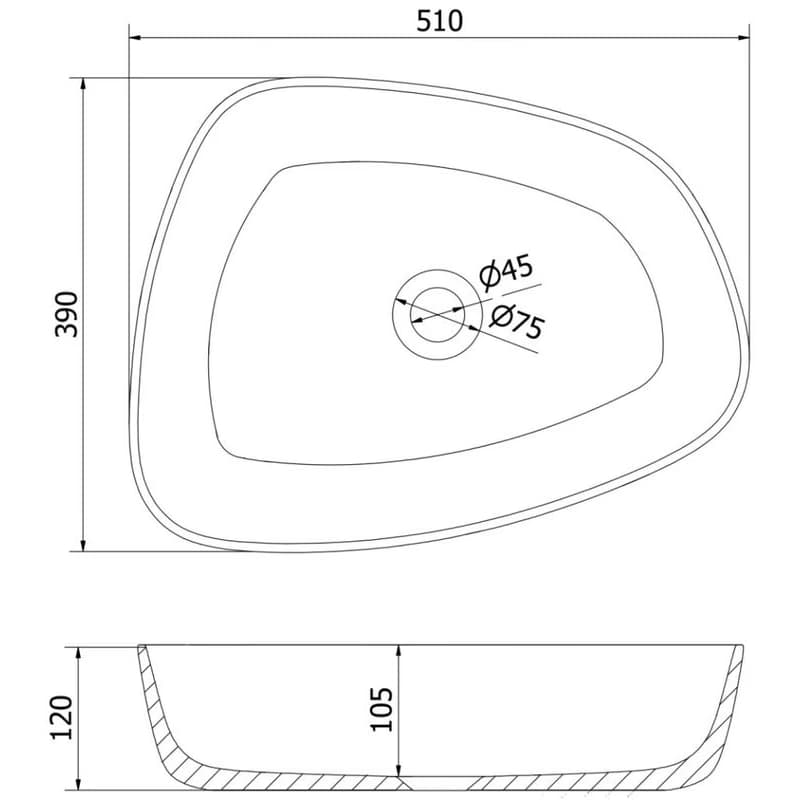 MEXEN - Ono umývadlo na dosku liaty mramor 51 x 39, čierna 23045171 6