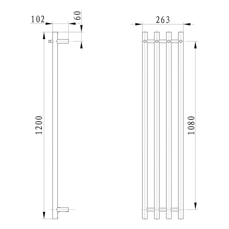 SAPHO - PAPINADO elektrický sušiak uterákov, 263x1200, 85W, chróm ER750 2