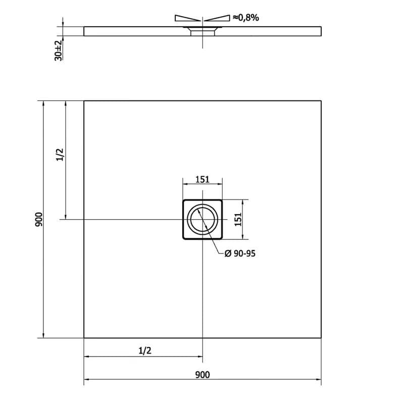 POLYSAN - FLEXIA sprchová vanička z liateho mramoru s možnosťou úpravy rozmeru 90x90cm 71546 2
