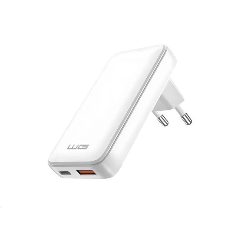 WG - Sieťová nabíjačka GaN 2x USB, 1x USB-C 30W + 1x USB-A 18W, white 1