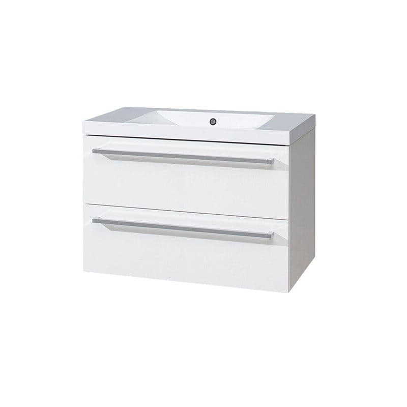 Mereo Bino, koupelnová skříňka s umyvadlem z litého mramoru 81 cm, biela CN661M
