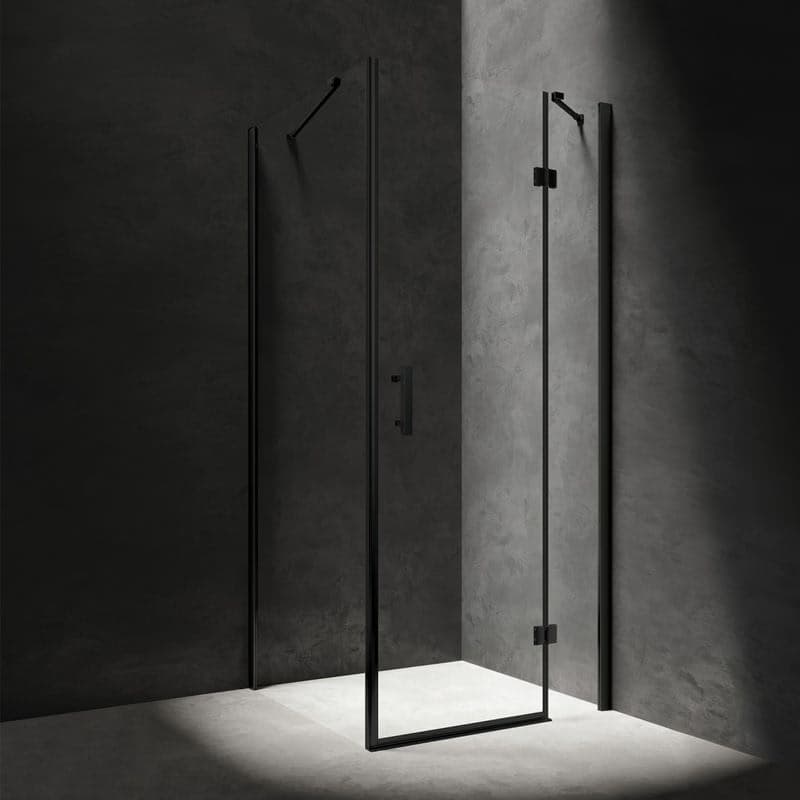OMNIRES - MANHATTAN štvorcový sprchovací kút s krídlovými dverami, 90 x 90 cm čierna mat / transparent /BLMTR/ MH9090BLTR 1