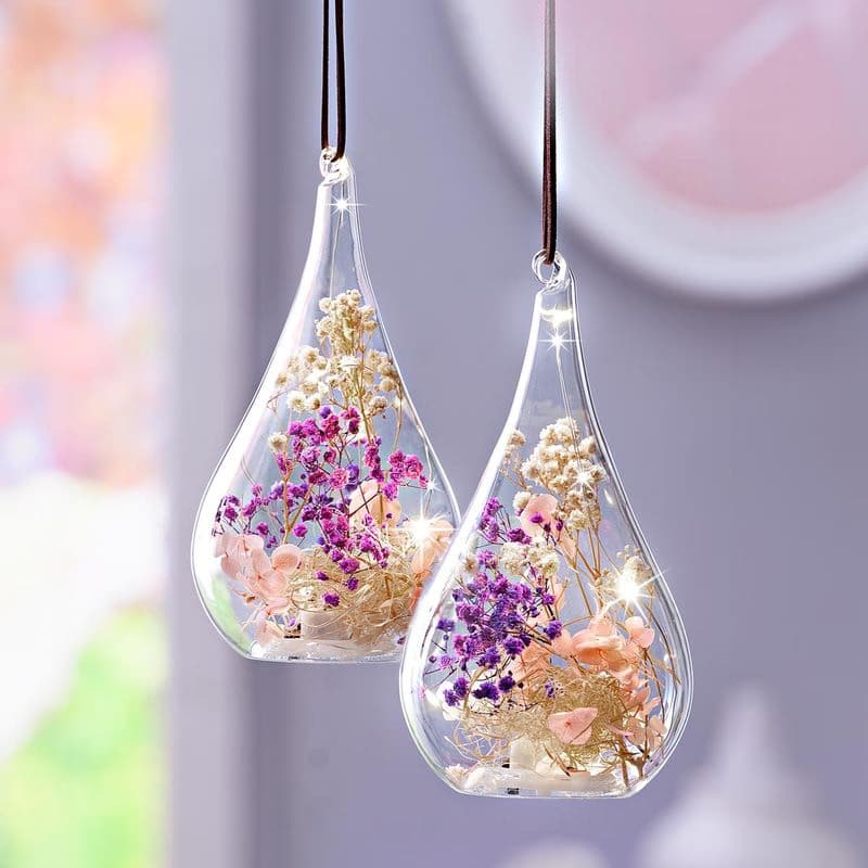 LED sklenené závesné dekorácie Fleurs, sada 2 ks 1