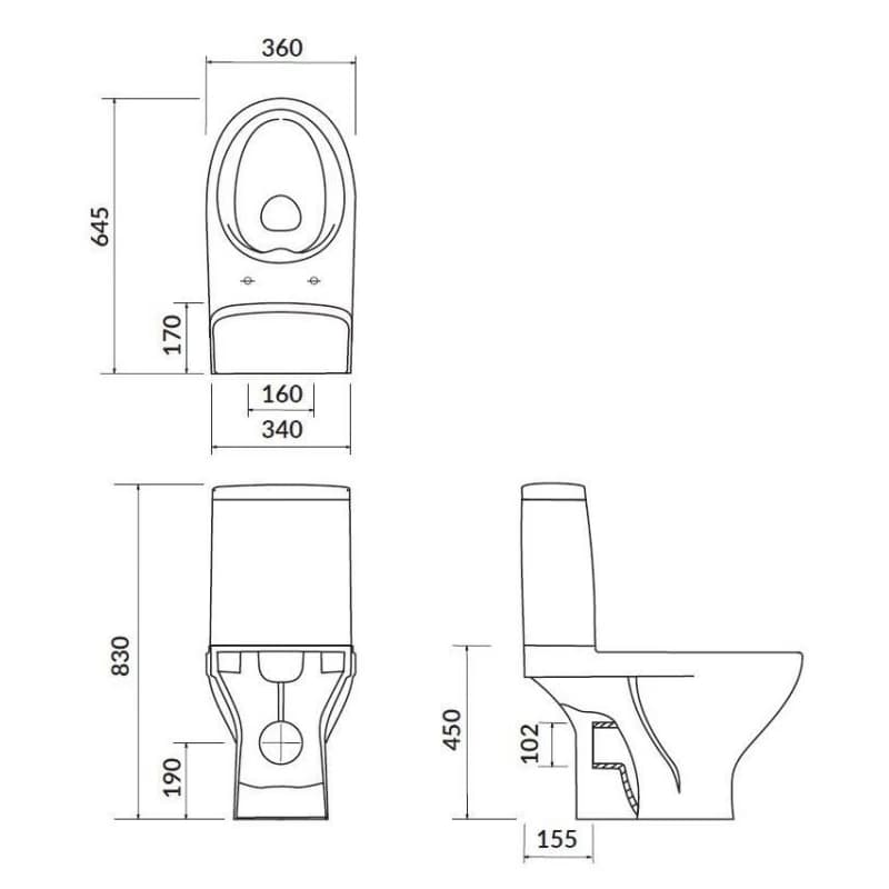 CERSANIT - WC KOMBI MODUO 43 cm 673 011 3/5 CLEAN ON, SEDADLO DUROPLAST-SOFT CLOSE K116-035 4