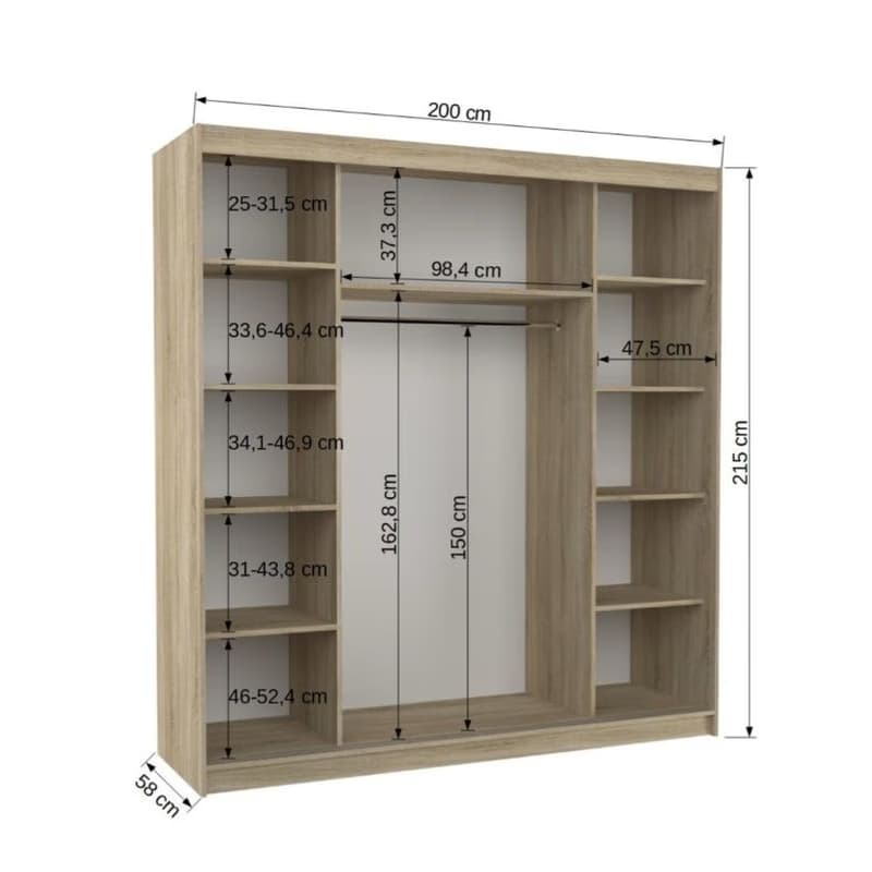 ArtAdrk Šatníková skriňa DALMATIA | biela 200 cm 3