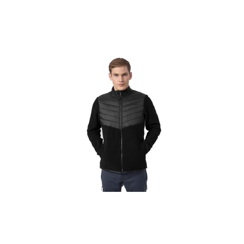 Pánska turistická flisová mikina so zipsom 4F MENS FLEECE PLM014A-20S-DEEP BLACK 1