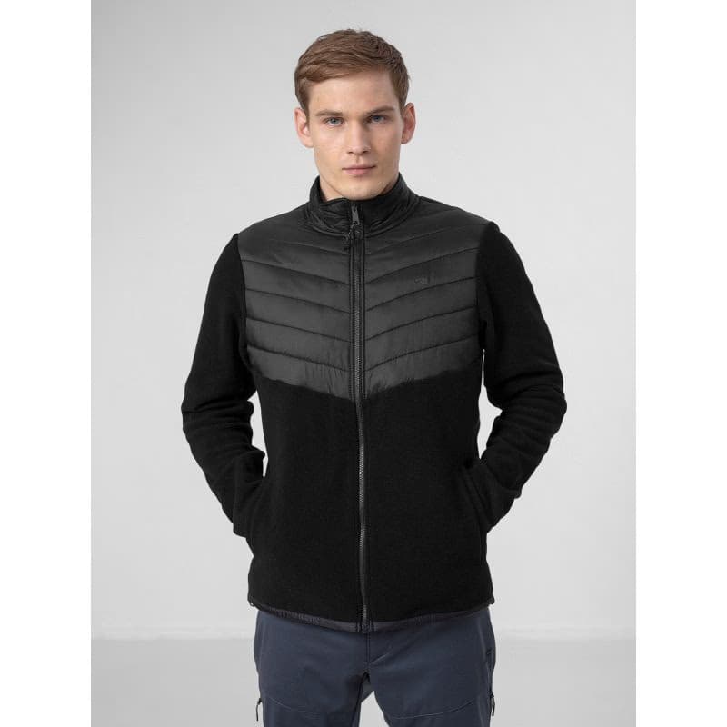Pánska turistická flisová mikina so zipsom 4F MENS FLEECE PLM014A-20S-DEEP BLACK 2