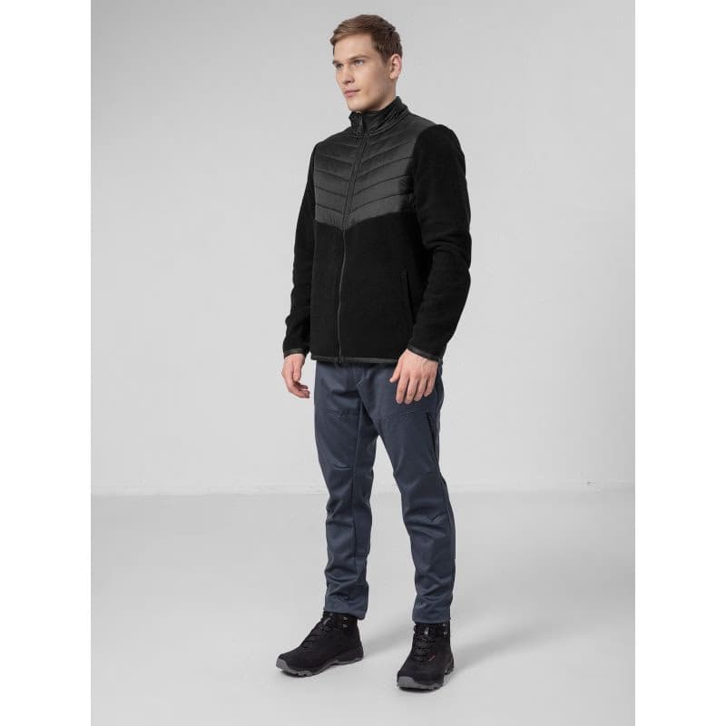 Pánska turistická flisová mikina so zipsom 4F MENS FLEECE PLM014A-20S-DEEP BLACK 3