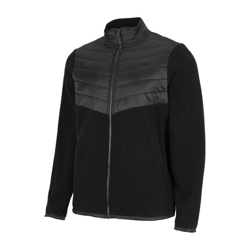 Pánska turistická flisová mikina so zipsom 4F MENS FLEECE PLM014A-20S-DEEP BLACK 4