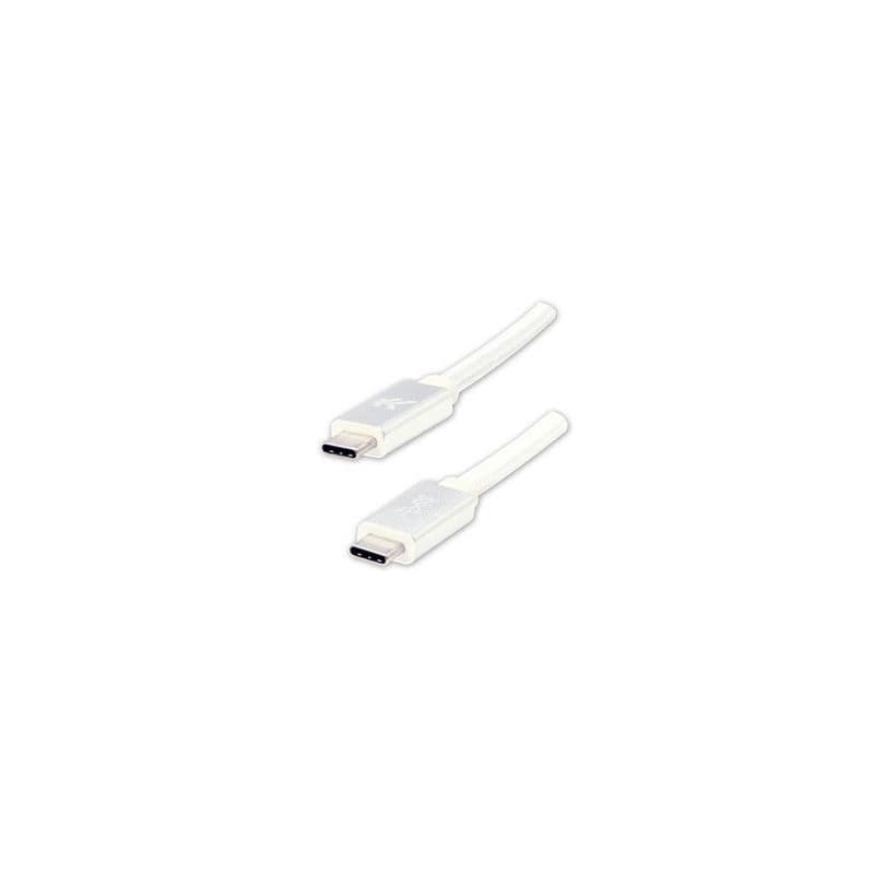 Logo USB kábel (3.2 gen 1), USB C samec - USB C samec, 2m, 5 Gb/s, 5V/3A, biely, box, nylonové opletenie, hliníkový kryt konektora, 1
