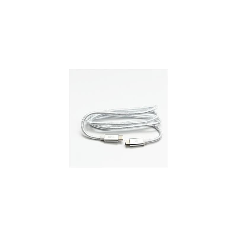 Logo USB kábel (3.2 gen 1), USB C samec - USB C samec, 2m, 5 Gb/s, 5V/3A, biely, box, nylonové opletenie, hliníkový kryt konektora, 2