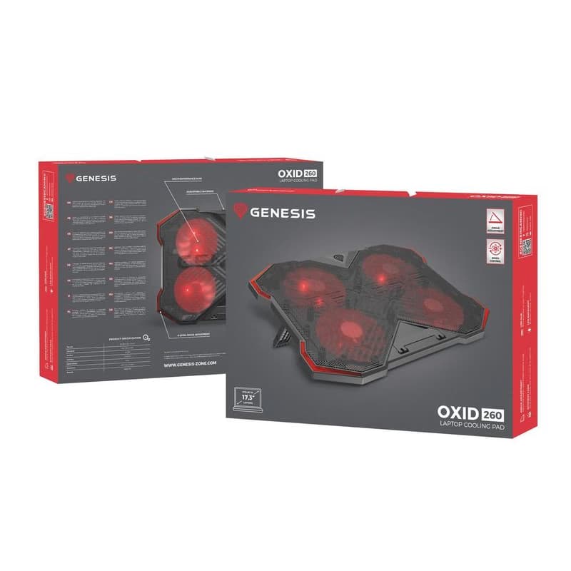 Chladiaca podložka pre NB Genesis OXID 260, LED, 15,6-17,3" 4xvetrák, 2xUSB 6
