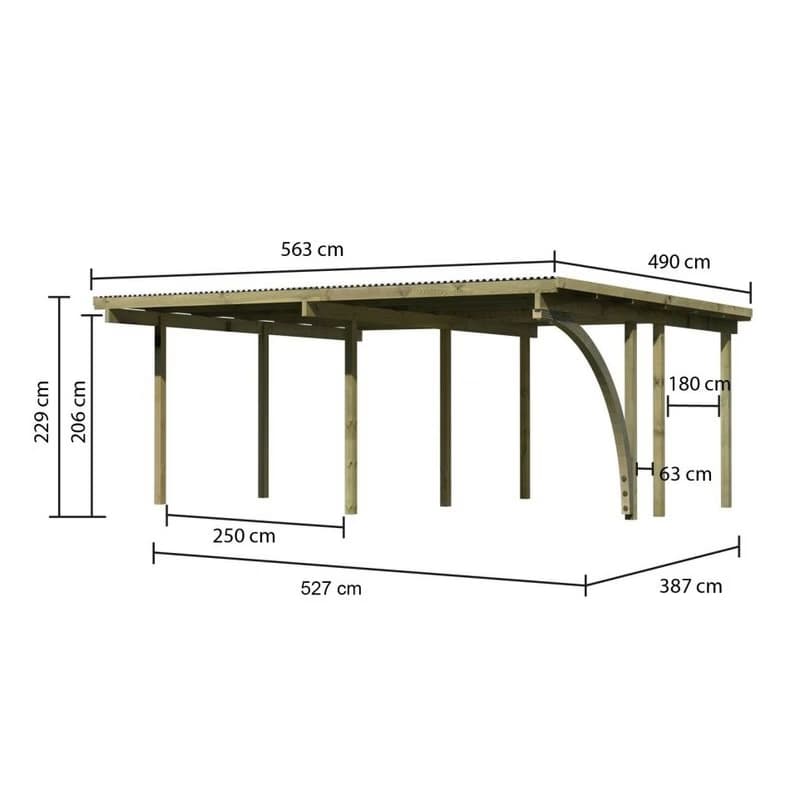 Drevený dvojitý prístrešok / carport ECO 1A Lanitplast 3