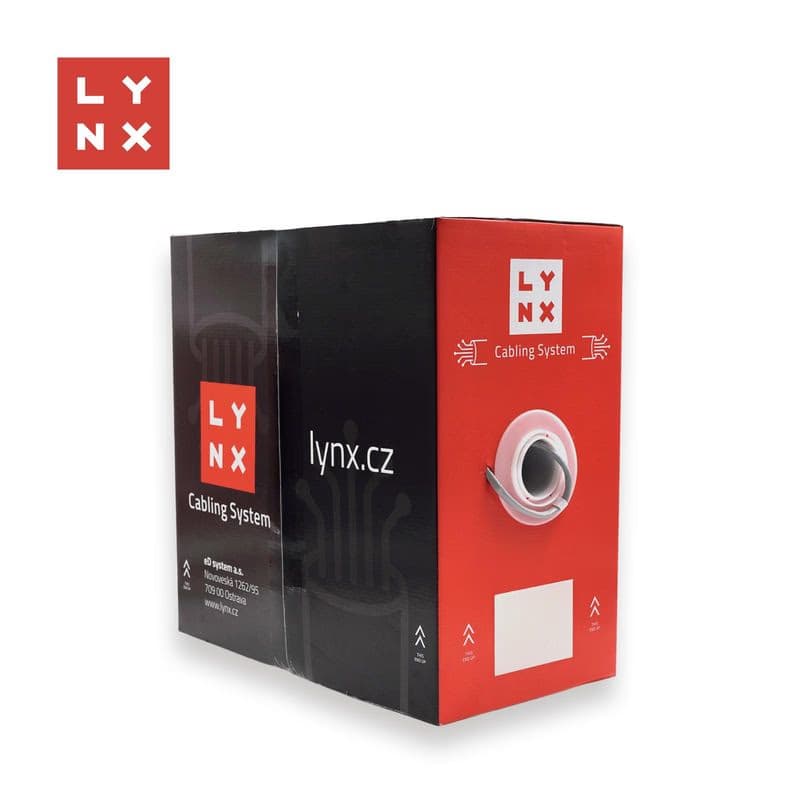 LYNX UTP kábel Cat5e, LSOH, celomedený, vnútorný, šedý, box 305m 2