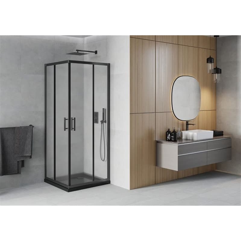 MEXEN/S - Rio sprchovací kút 70x70, dekor, čierna + vanička so sifónom 860-070-070-70-30-4070B 2
