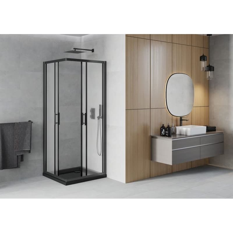 MEXEN/S - Rio sprchovací kút 70x70, dekor, čierna + vanička so sifónom 860-070-070-70-30-4070B 3