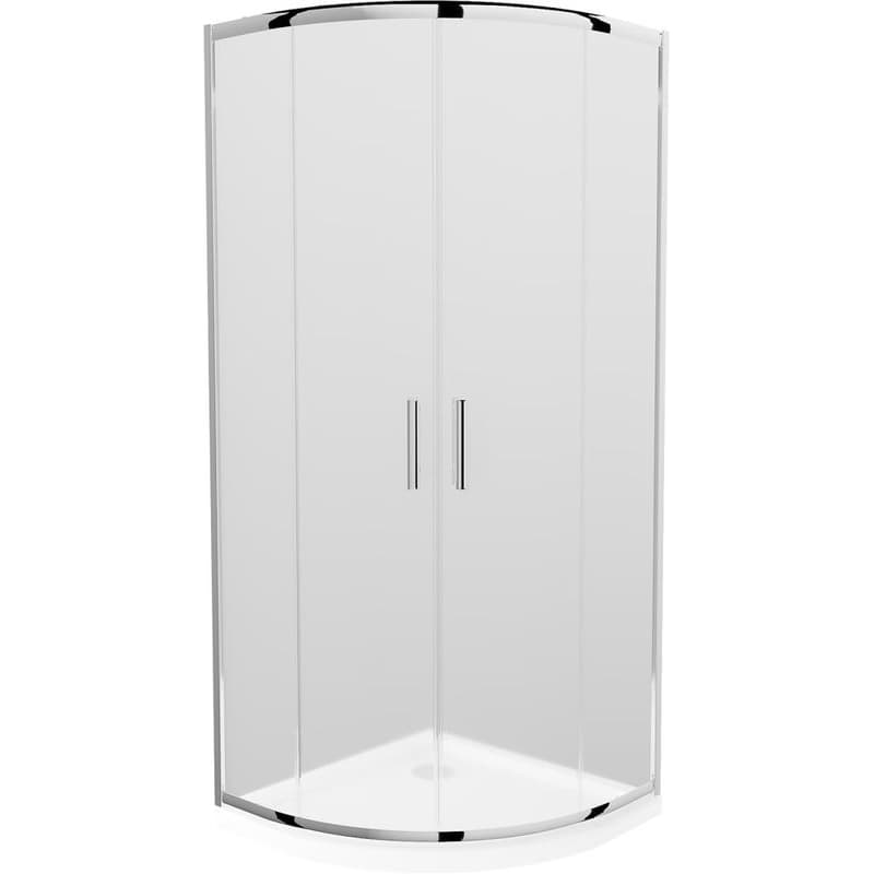 MEXEN/S - Rio štvrťkruhový sprchovací kút 80 x 80, mráz, chróm + vanička so sifónom Flat, biela 863-080-080-01-30-4110