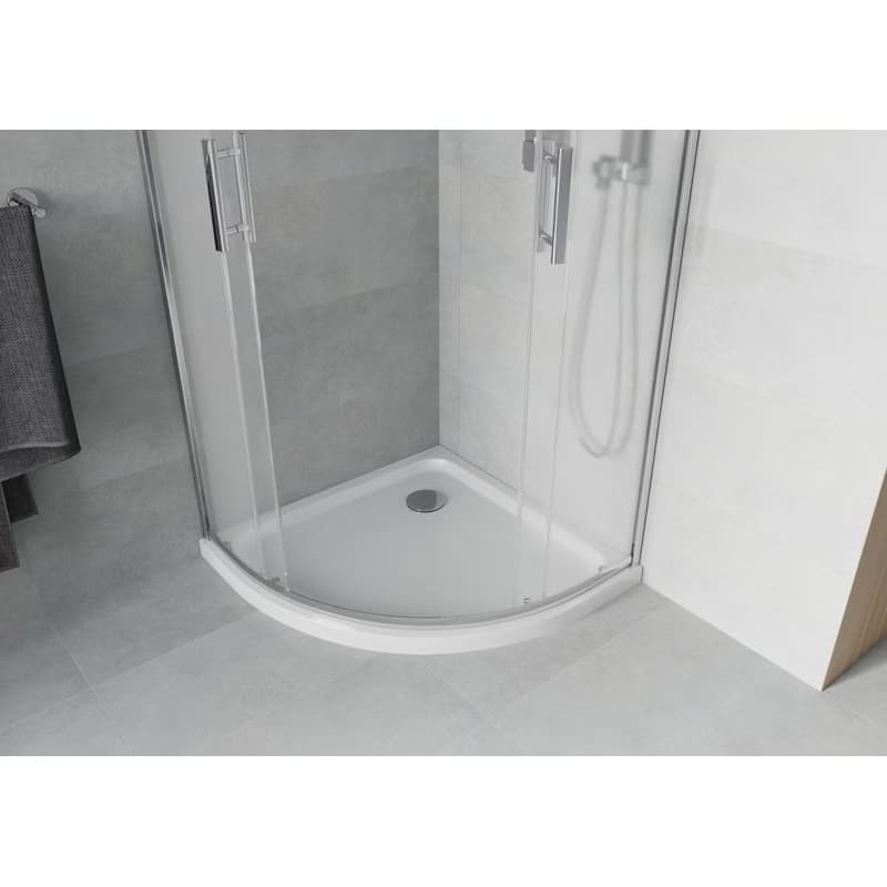 MEXEN/S - Rio štvrťkruhový sprchovací kút 80 x 80, mráz, chróm + vanička so sifónom Flat, biela 863-080-080-01-30-4110 5