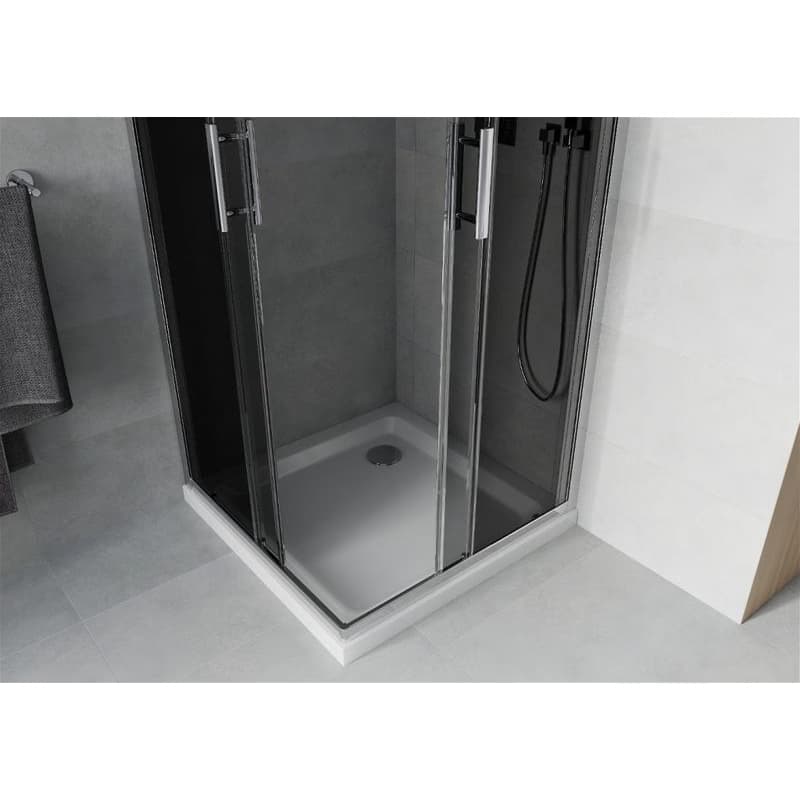 MEXEN/S - Rio Sprchovací kút štvorcový 80x80, grafit, chróm + vanička so sifónom 860-080-080-01-40-4010 3
