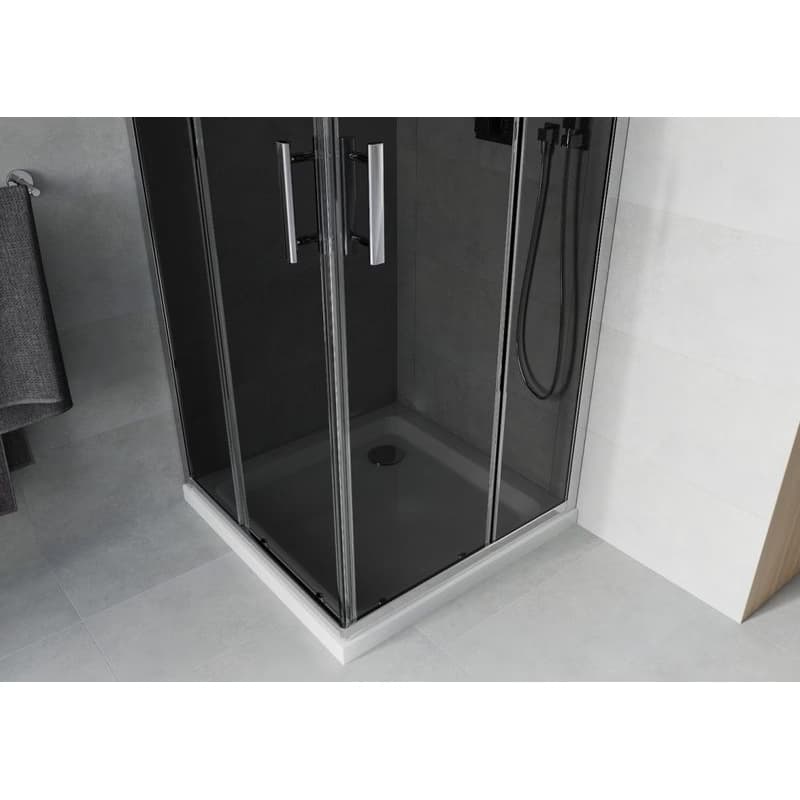 MEXEN/S - Rio Sprchovací kút štvorcový 80x80, grafit, chróm + vanička so sifónom 860-080-080-01-40-4010 5