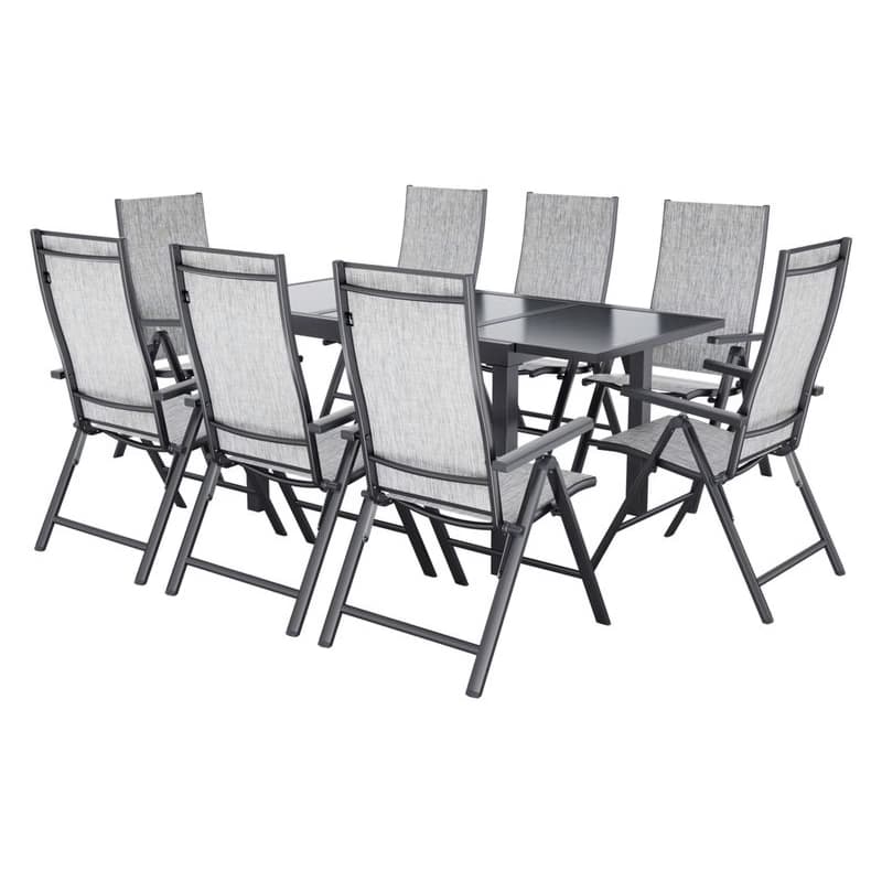 LIVARNO® Hliníkový rozťahovací záhradný stôl Houston/Toronto + Hliníkové skladacie kreslo Houston, 8 kusov 1