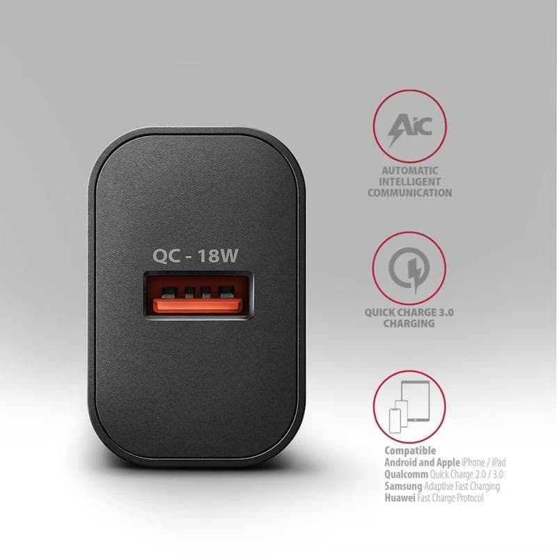 AXAGON ACU-QC18, Nabíjačka do siete 18W, 1x port USB-A, QC3.0/AFC/Apple, čierna 4