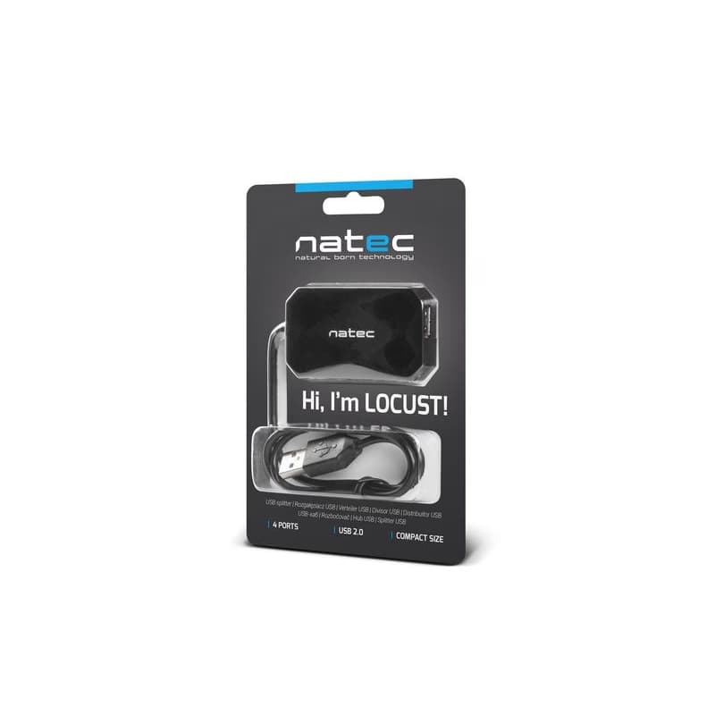 Natec Locust rozbočovač 4x USB 2.0 HUB, čierny 4