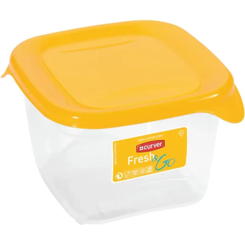 Štvorcová nádoba na potraviny. Fresh&Go 182243 žltá/trans 1