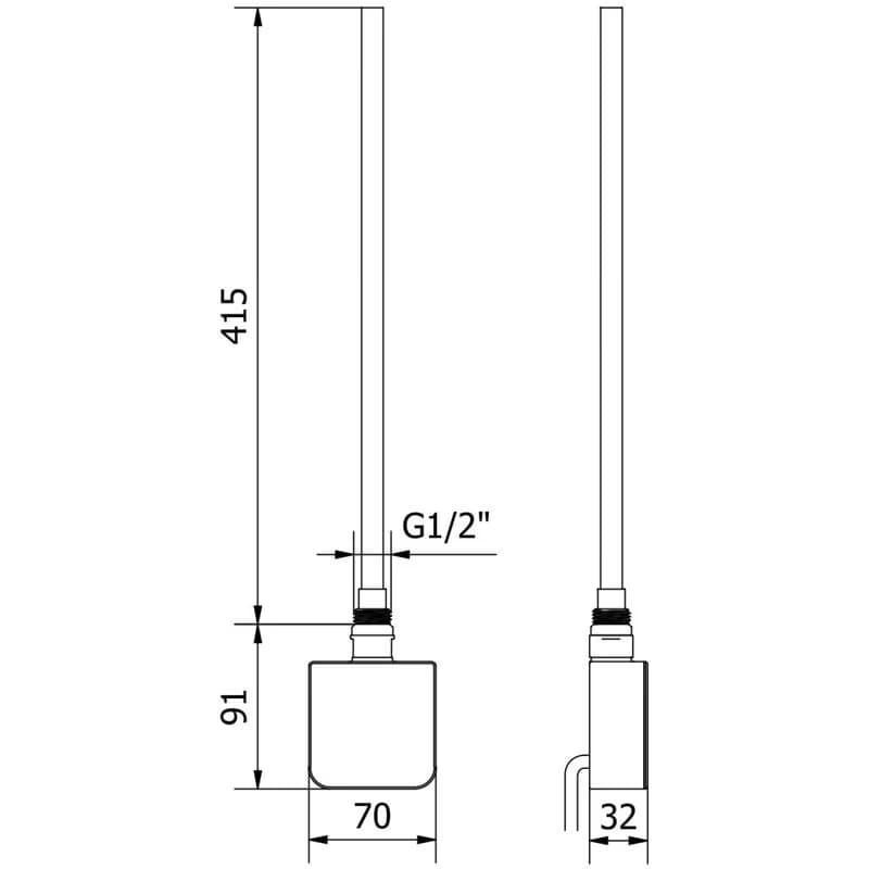 MEXEN - FA-05W vykurovacia tyč 450 W, čierna W958-0450-70 2