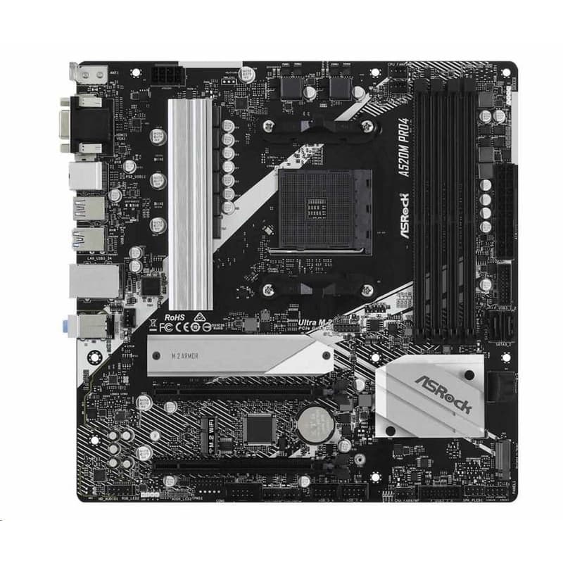 ASRock MB Sc AM4 A520 PRO4, AMD A520, 4xDDR4, HDMI, DP 1