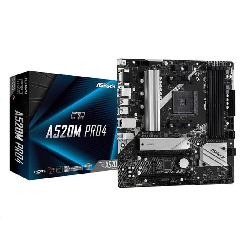 ASRock MB Sc AM4 A520 PRO4, AMD A520, 4xDDR4, HDMI, DP 5