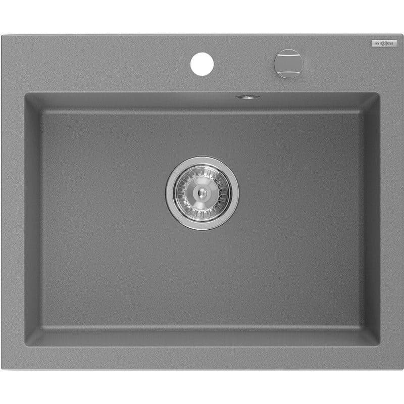 MEXEN MEXEN - Elix granitový drez 1-miska 600 x 500 mm, sivý, sifón chróm 6525601005-71 1