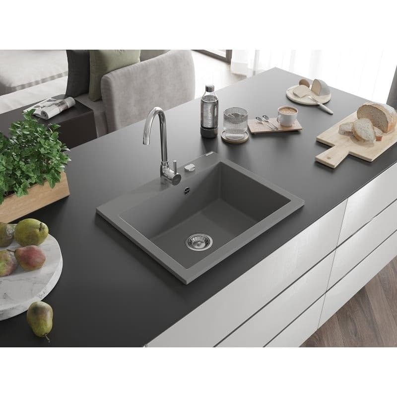 MEXEN MEXEN - Elix granitový drez 1-miska 600 x 500 mm, sivý, sifón chróm 6525601005-71 2